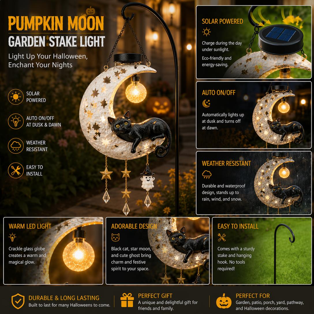 Black Cat Moon Solar Lantern